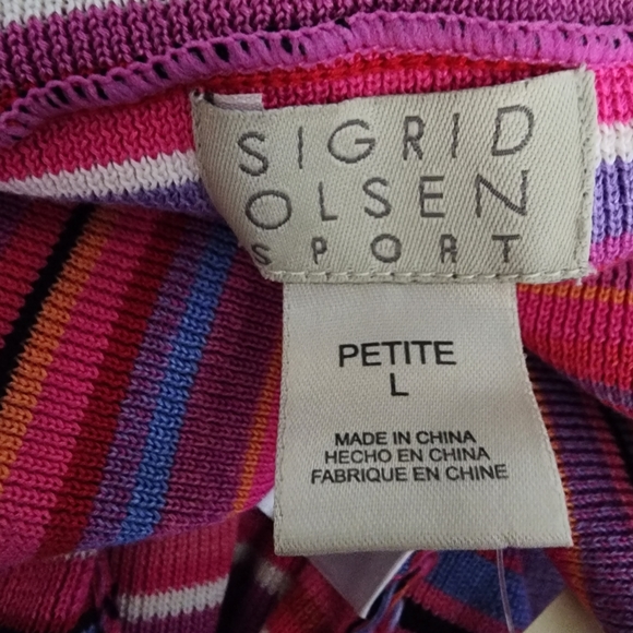 Sigrid Olsen Sport. Silk Blend, Multi Color, Striped Sweater. PL - Picture 8 of 10